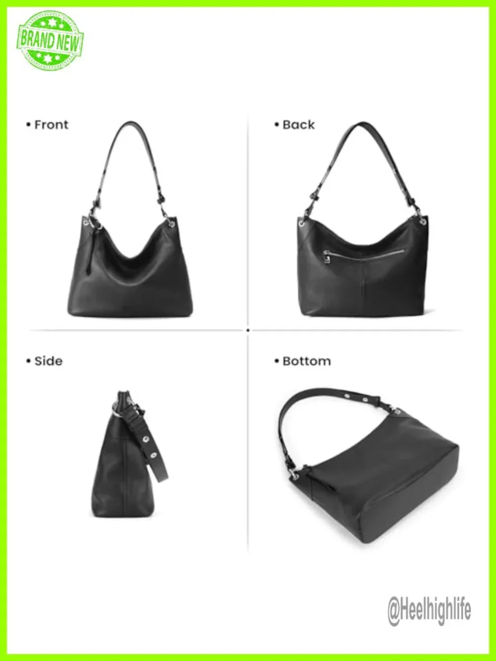 Genuine Leather Hobo Crossbody Bag with Adjustable Strap
